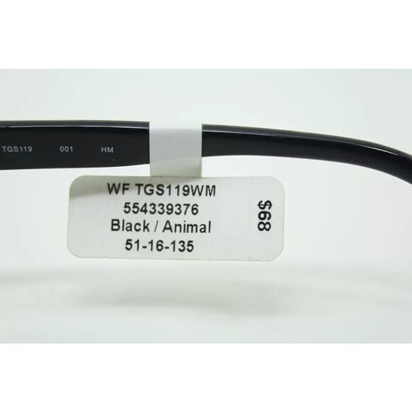 TIGRESS TGS119WM BLACK ANIMAL 51 16 135 EYEGLASSES FX FRAMES - Picture 6 of 6